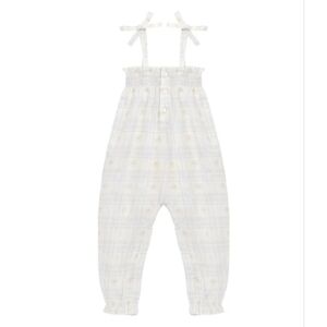 Jamie Kay Light Gray Plaid Baby Romper